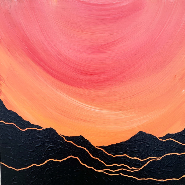 Mountain Sunset Ii Acrylic Painting By Camille Gerrick At Art Works