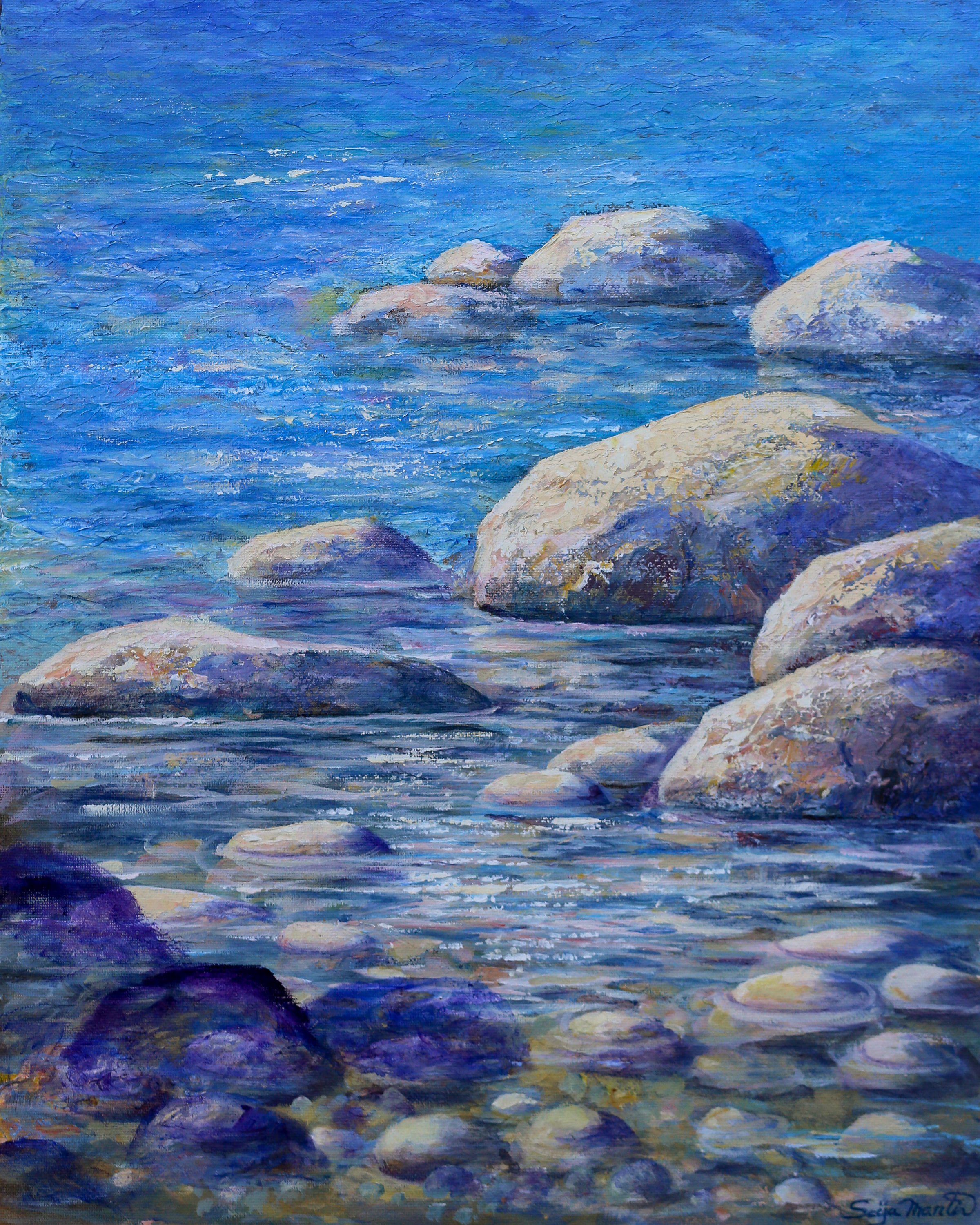 River Rocks - Acrylic Painting by Seija Martin at Art Works Richmond